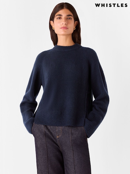 Whistles Blue Wool Mix Side Split Knit Jumper (AB3892) | ₪498