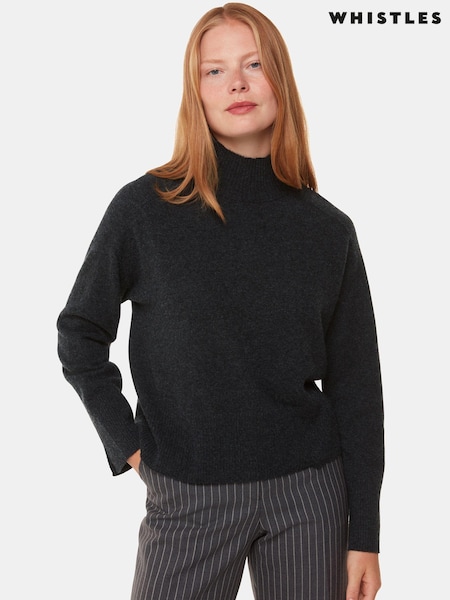 Whistles Grey Cashmere Funnel Neck Jumper (AB3895) | R$ 1,965