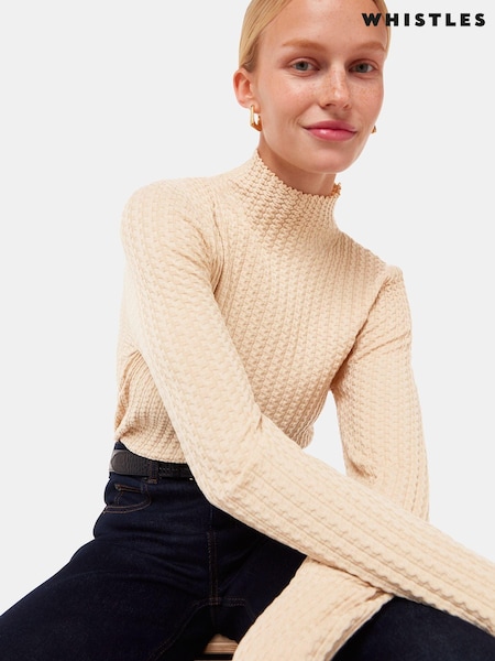 Whistles Textured Detail High Neck Knit Jumper (AB3906) | 413 LEI