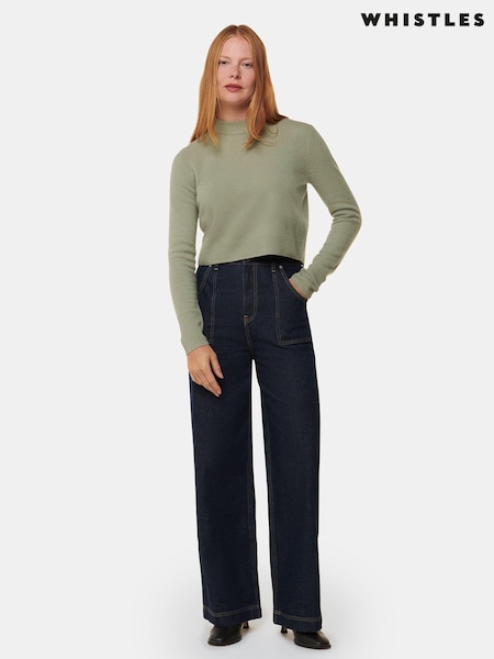 Whistles Green Wool Cropped Sweater (AB3907) | € 69