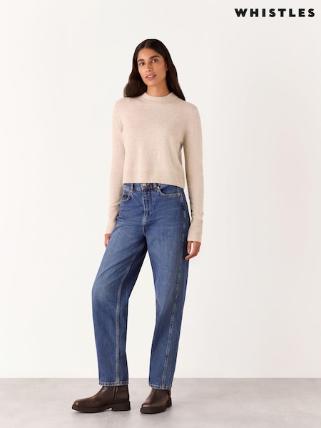 Whistles Cream Wool Cropped Sweater (AB3916) | 515 LEI