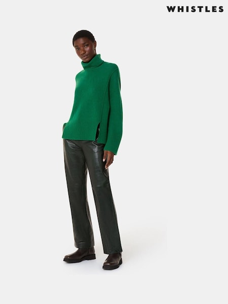 Whistles Green Wool Mix Roll Neck Knit Jumper (AB3919) | AED317