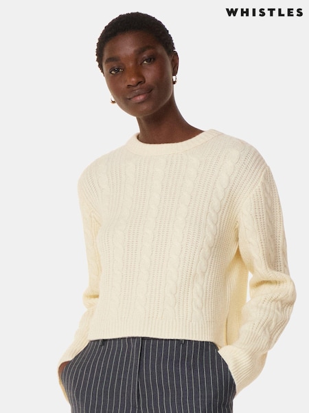 Whistles Cable Detail Crew Neck Knit Jumper (AB3925) | 672 LEI