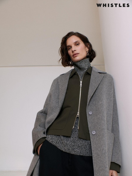 Whistles Grey Cassie Double Face Pocket Coat (AB3953) | ₪1,504