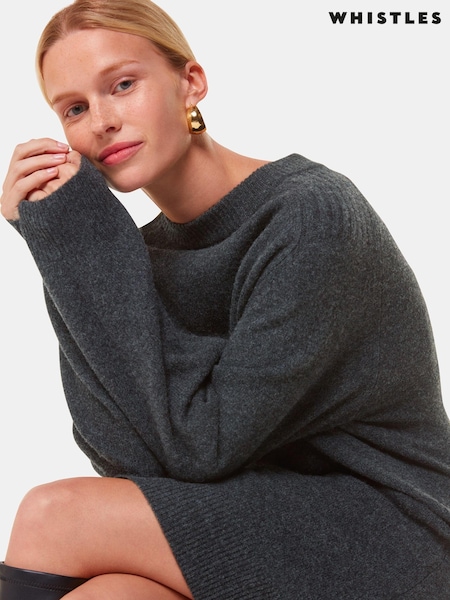 Whistles Whistles Grey Ava Round Neck Knitted Jumper Dress (AB3961) | ‏749‏₪