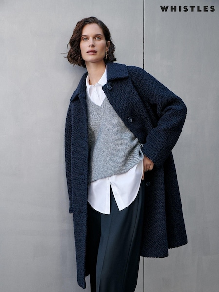 Whistles Blue Romy Boucle Coat (AB3965) | ₪1,453