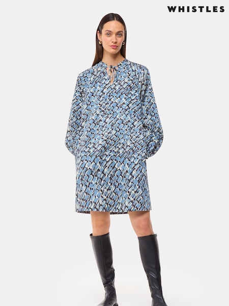 Whistles Blue Feathered Wing Marnie Dress (AB3972) | €99