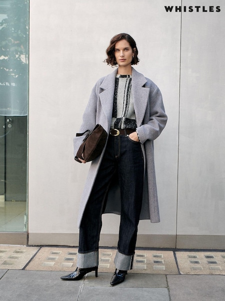 Whistles Grey Eliza Double Breasted Coat (AB3976) | ₪1,655