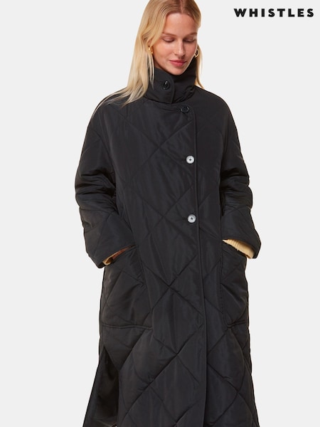 Whistles Alice Longline Quilted Black Coat (AB3982) | 147 €