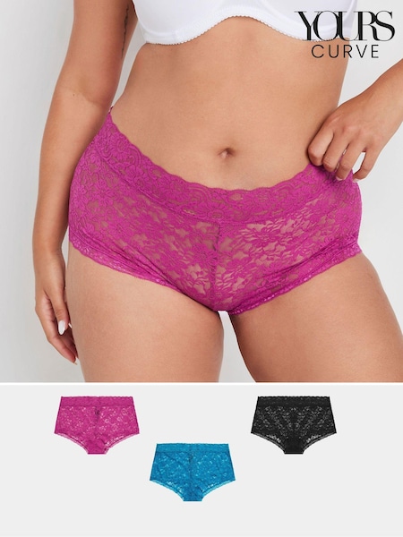 Yours Curve Blue Lace Shorts 3 Pack (AB3993) | €24