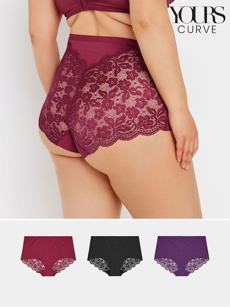 Yours Curve Lace Back Full Briefs 3 Pack (AB3999) | €30