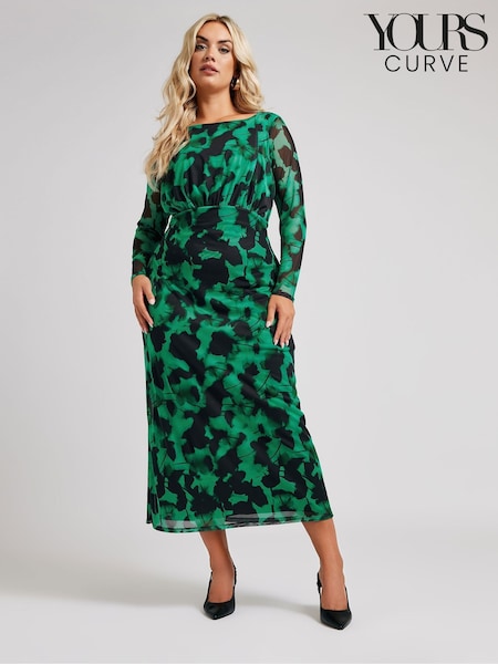 Yours Curve Green London Mesh Dress (AB4017) | 247 QAR