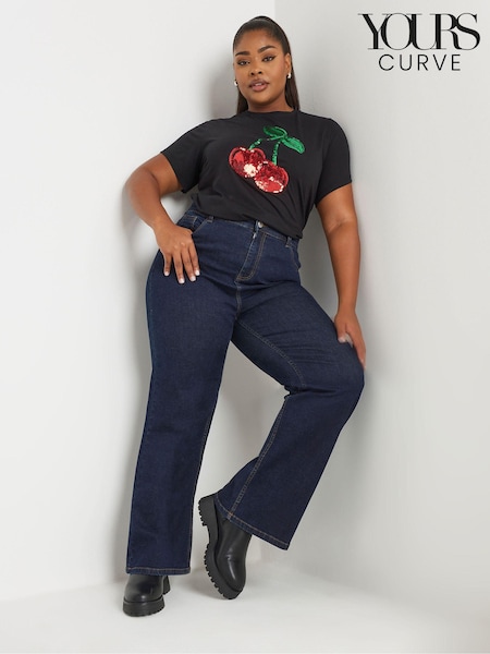Yours Curve Blue Wide Leg Jeans (AB4030) | $58