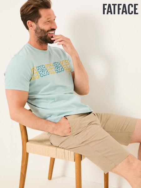 FatFace Light Blue Chest Stripe Tile 100% Cotton T-Shirt (AB4033) | €37