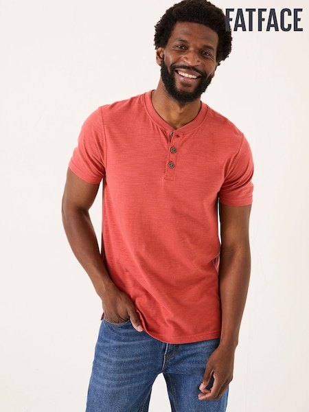 FatFace Woodside Vintage Red Slub Henley T-Shirt (AB4039) | €33
