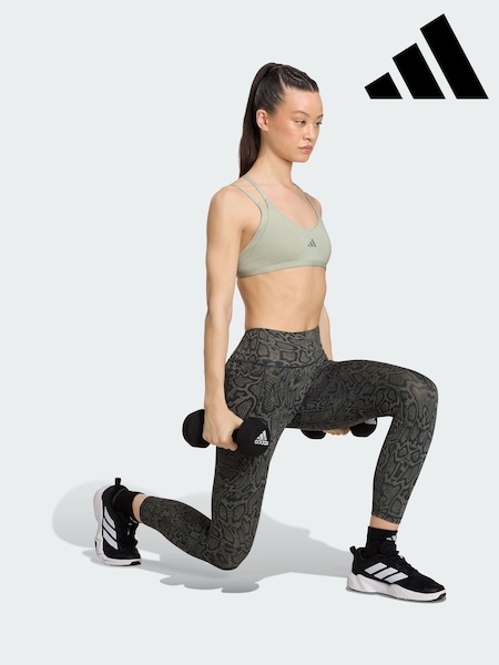 Green - Adidas Optime Workout Strappy Light Support Bra