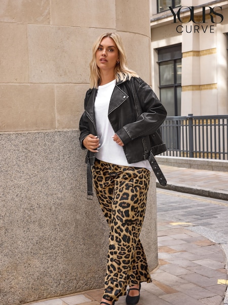 Yours Curve Brown Leopard Print Pull On Trousers (AB4090) | €39