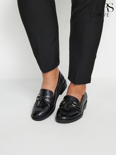 Yours Curve Black Extra Wide Fit Tassel Loafers (AB4105) | 168 QAR