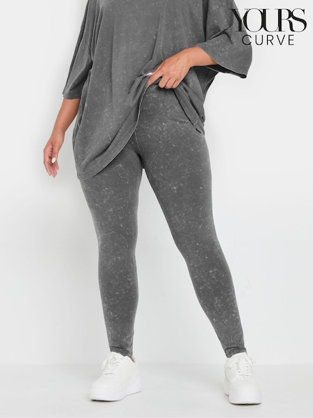 Yours Curve Grey Grey Acid Wash Leggings (AB4107) | €26
