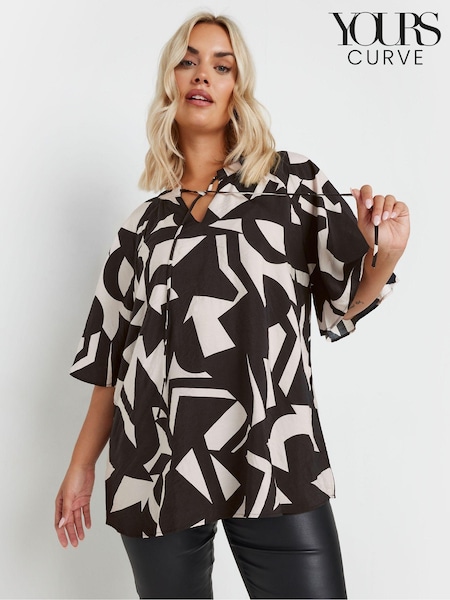 Yours Curve Tie Neck Angel Short Sleeve Top (AB4110) | 38 €