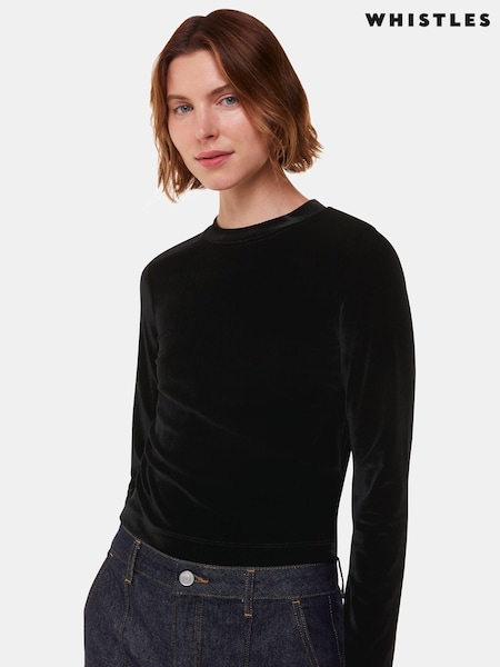 Whistles Black Olivia Velvet Top (AB4184) | €47.50