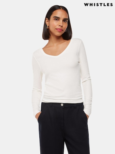 Whistles Essential Ribbed V-Neck T-Shirt (AB4191) | 83 €