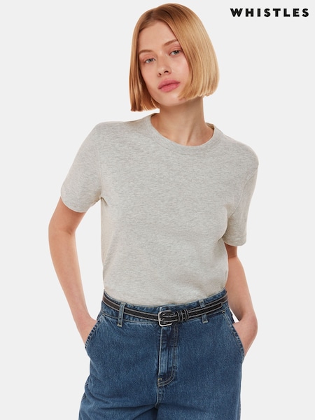 Whistles Grey Whistles Grey Emily Ultimate 100% Cotton T-Shirt (AB4196) | 173 QAR