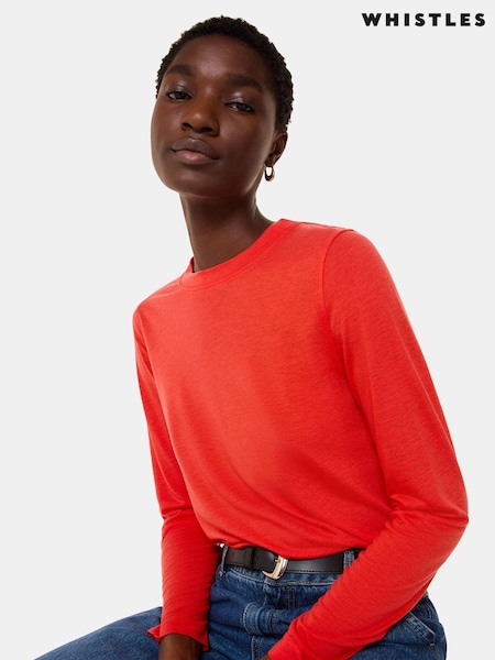 Whistles Red Wool Blend Crew Neck Top (AB4204) | 170 QAR