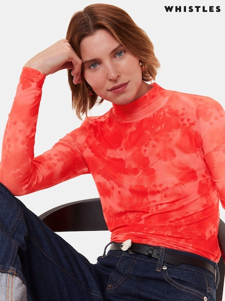 Whistles Blurred Blooms Mesh Top (AB4217) | 359 LEI