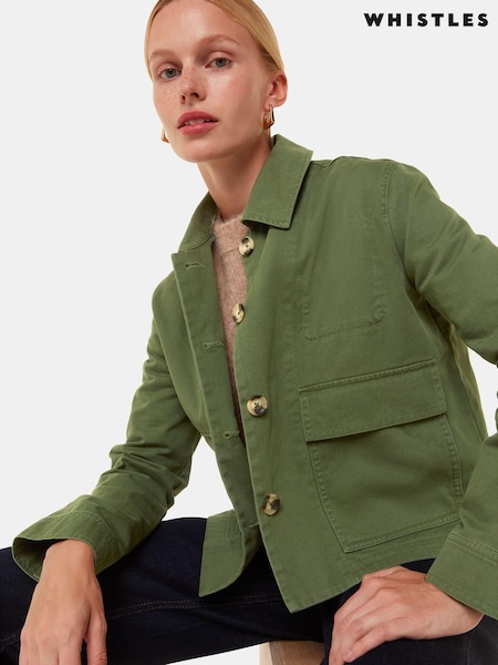 Whistles Green Marie 100% Cotton Casual Jacket (AB4262) | €142