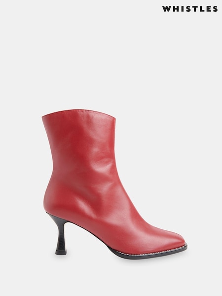 Whistles Red Nettie Stitch Detail Boots (AB4271) | 532 QAR