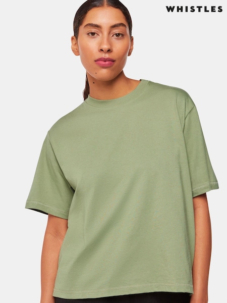 Whistles Green Relaxed 100% Cotton T-Shirt (AB4274) | $79