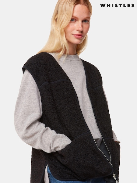 Whistles Josie Fleece Black Gilet (AB4278) | €131