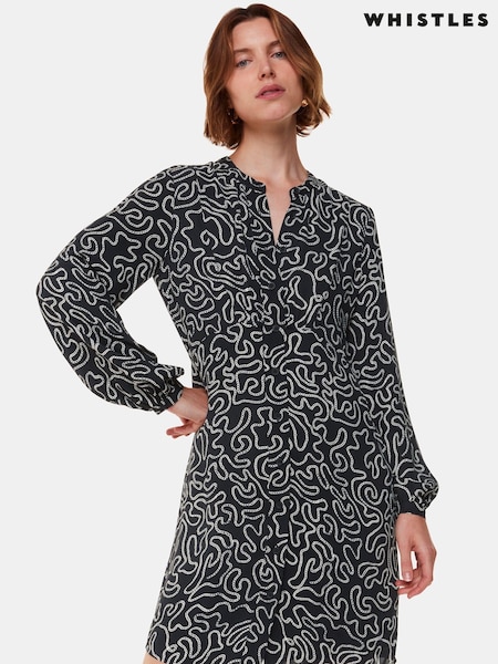 Whistles Chain Print Flippy Black Dress (AB4320) | 621 LEI