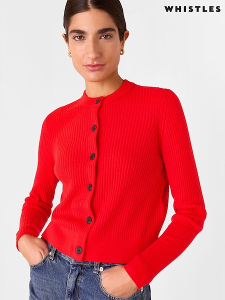 Whistles Red Jasmine Ribbed Cardigan (AB4325) | € 100