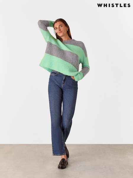Whistles Green Alpaca Mix Stripe Jumper (AB4338) | €178