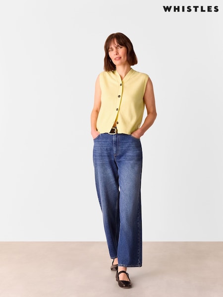 Whistles Whistles Yellow Wool V-Neck Button Front Cardigan (AB4351) | € 130