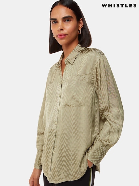 Whistles Green Jacquard Zig Zag Print Shirt (AB4357) | €72