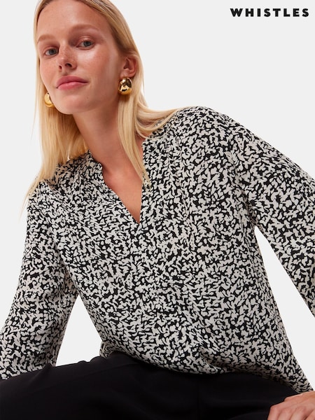 Whistles Black Scribble Print Blouse (AB4397) | ₪448