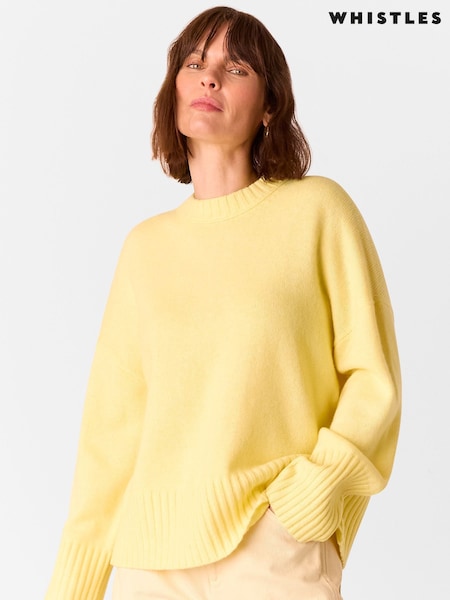 Whistles Yellow Wool Ribbed Cuff Knit Jumper (AB4401) | AED693