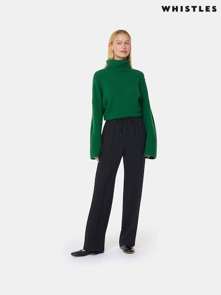 Whistles Maria Fluid Crepe Black Trousers (AB4402) | €138