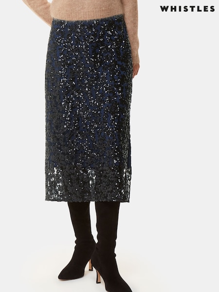 Whistles Floral Sequin Midi Skirt (AB4410) | 581 LEI
