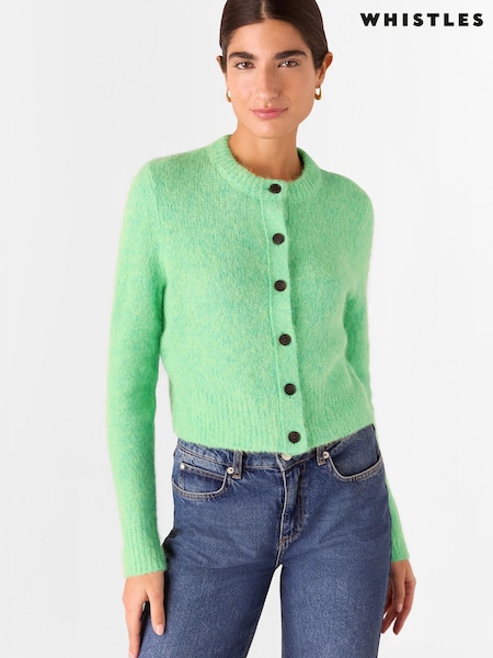 Whistles Green Alpaca Crew Neck Cardigan (AB4427) | €164