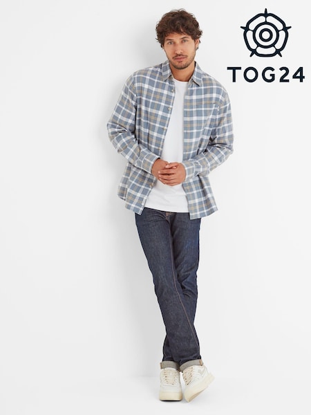 Tog 24 Mens Treyton Shirt Long Sleeve Haze Check 100% Cotton Shirt (AB4535) | 234 LEI