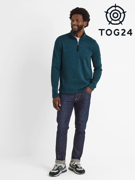 Tog 24 Green Pearson Knit Look Quarter Zip Fleece (AB4537) | AED204