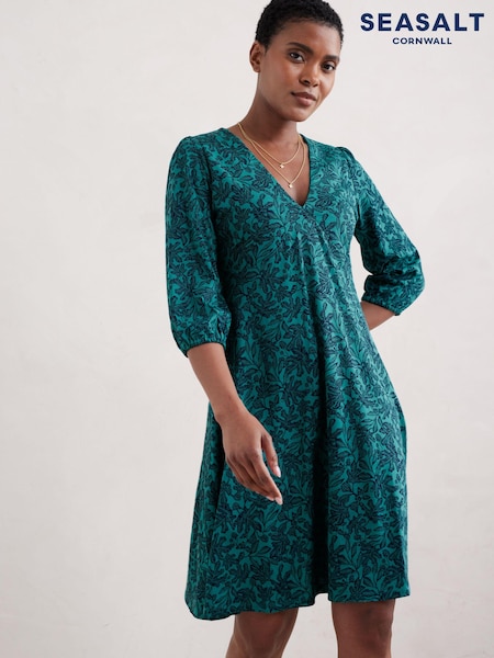 Seasalt Cornwall Green Foxhill Empire Line Jersey Dress (AB4691) | €42