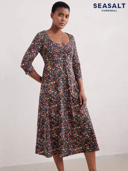 Seasalt Cornwall Multi Secret Cove 3/4 Sleeve Midi Dress (AB4705) | €22