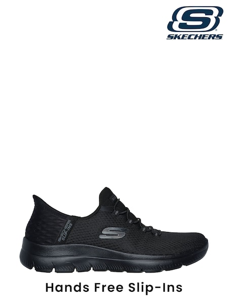 Skechers Black/chrome Womens Slip In Summits Dazzling Haze Trainers (AB4851) | ₪372