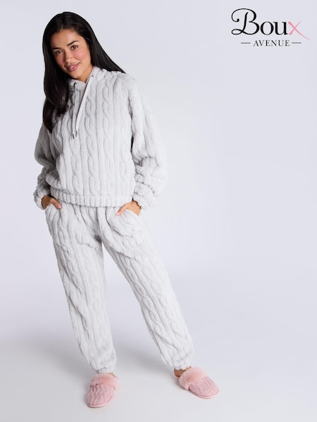 Boux Avenue Cosy Grey Cable Hoodie and Joggers Lounge Set (AB4947) | AED169