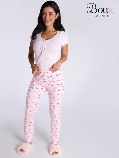 Boux Avenue Rib Christmas Candy Cane T-Shirt and Pyjamas Set (AB4961) | €21